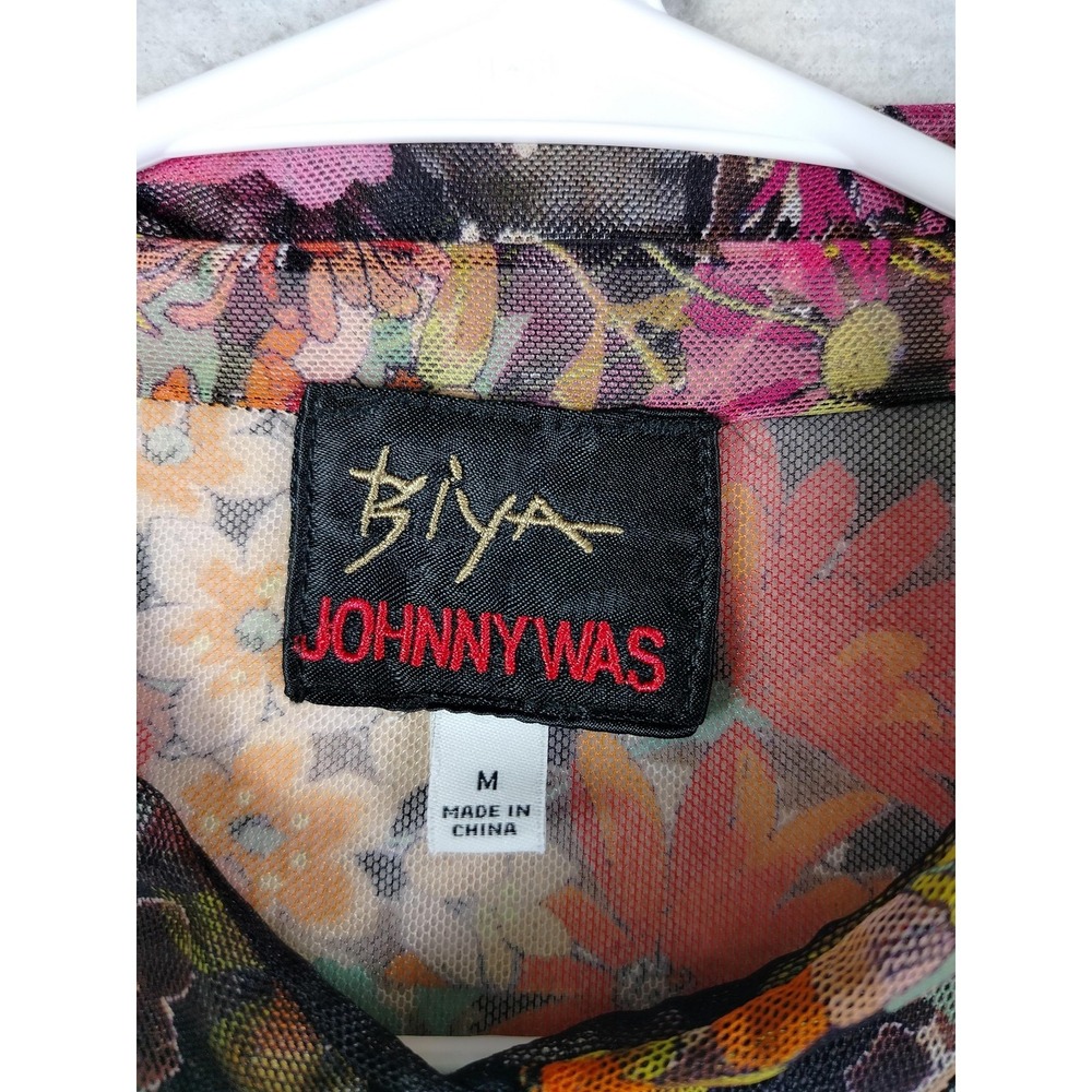 Biya Johnny Was Blouse Womens Medium Multicolor Sheer Embroidered Floral Boho - Picture 3 of 11